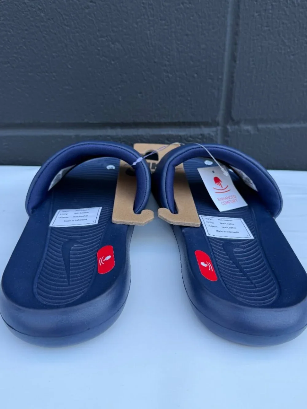 NWT Nike Men's US 9-13 Midnight Navy/White Victori One Slides CN9675-401